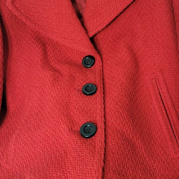 Jones New York Classic Wool Blend Red Woven Business Casual Jacket Blazer Sz Med - Picture 4 of 10